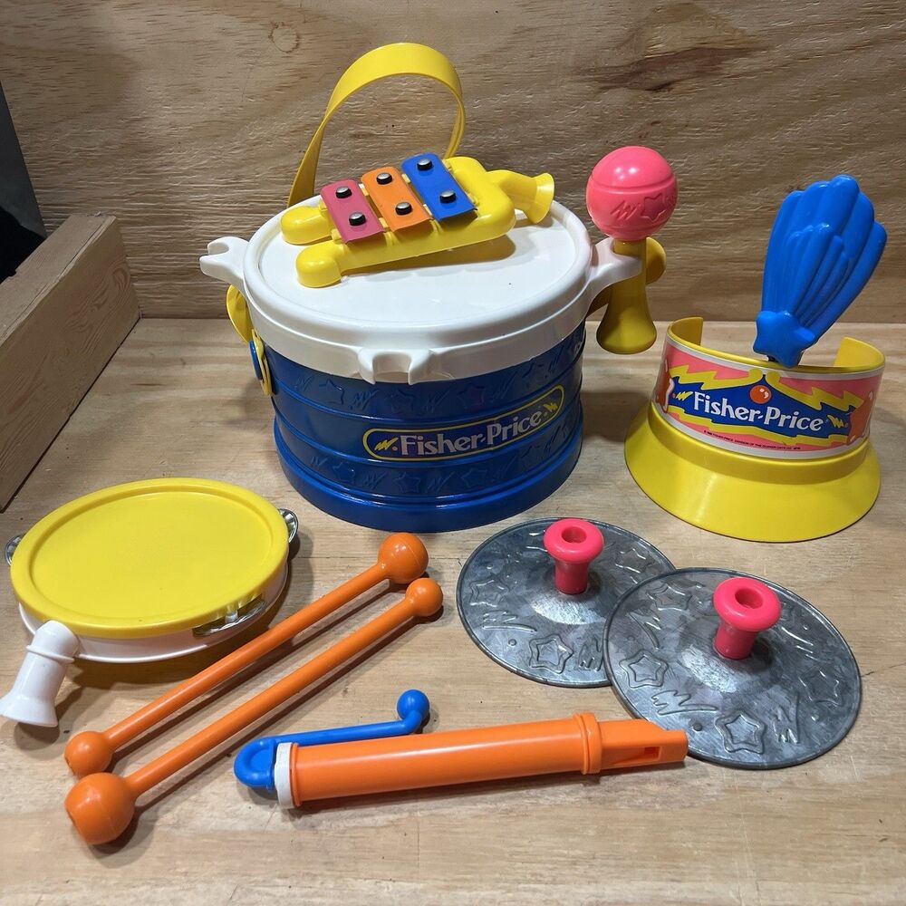 Vintage 1988 Fisher Price Marching Band Drum Toy Set 2210 Xylophone